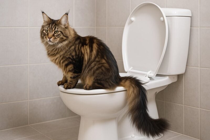 How to train a Maine Coon cat to use the toilet